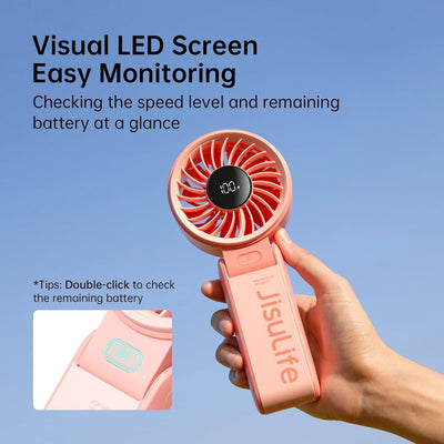JISULIFE Handventilator Life7,2024 Leistungsstarker tragbarer Ventilator mit LED Anzeige, 19.5 Stund