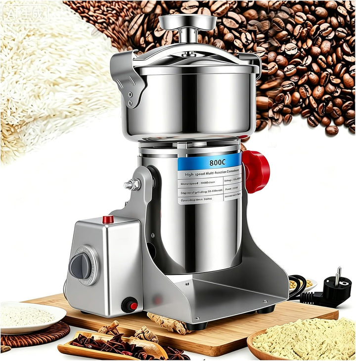 Tragbare Getreidemühle, Elektrische Edelstahl Gewürzmühle, 3500W – 304 Edelstahl, 800g Kapazität, Ho