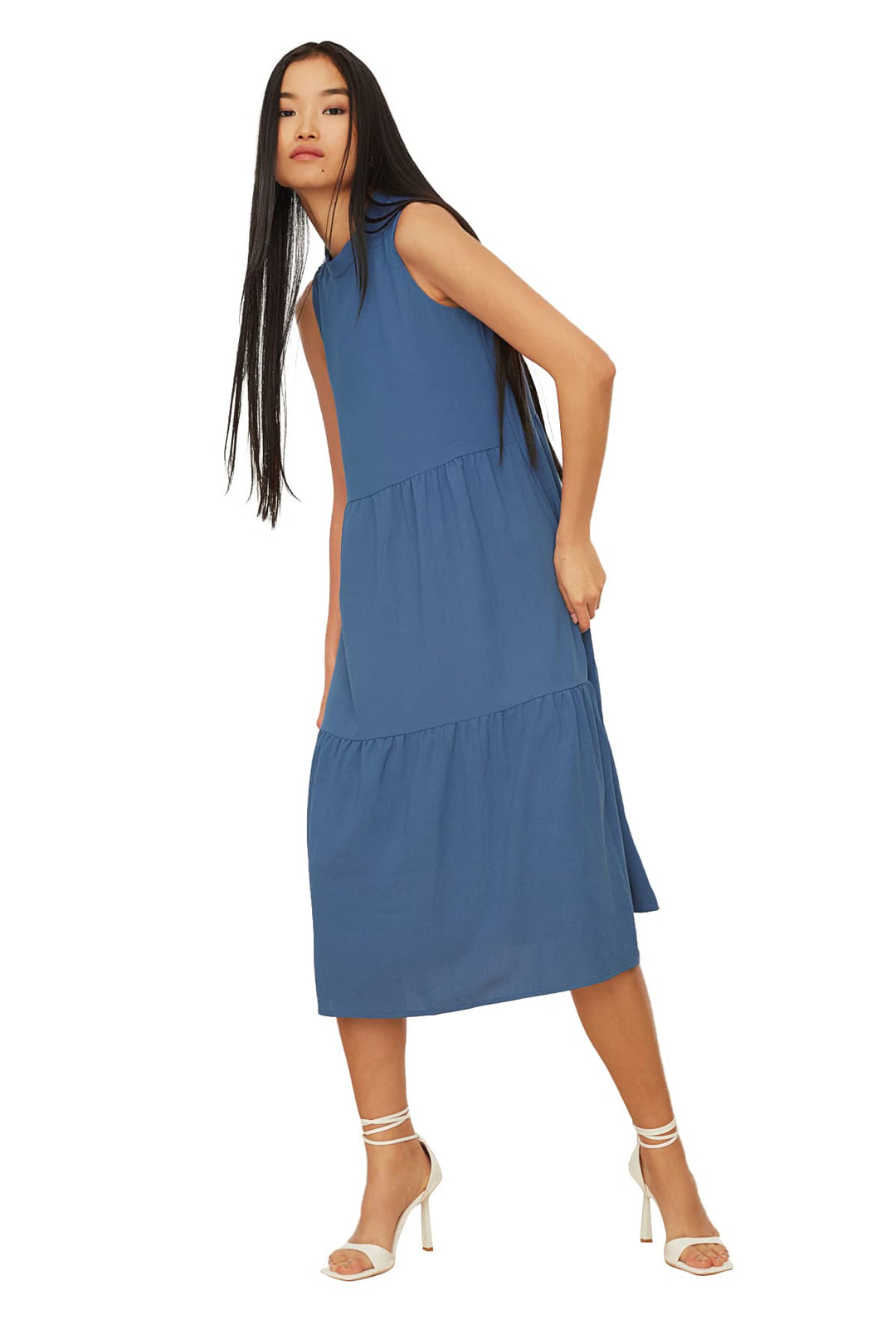 TRENDYOL Damen Breites Geschnittenes Kleid Dress (1er Pack) 38 Blau, 38 Blau