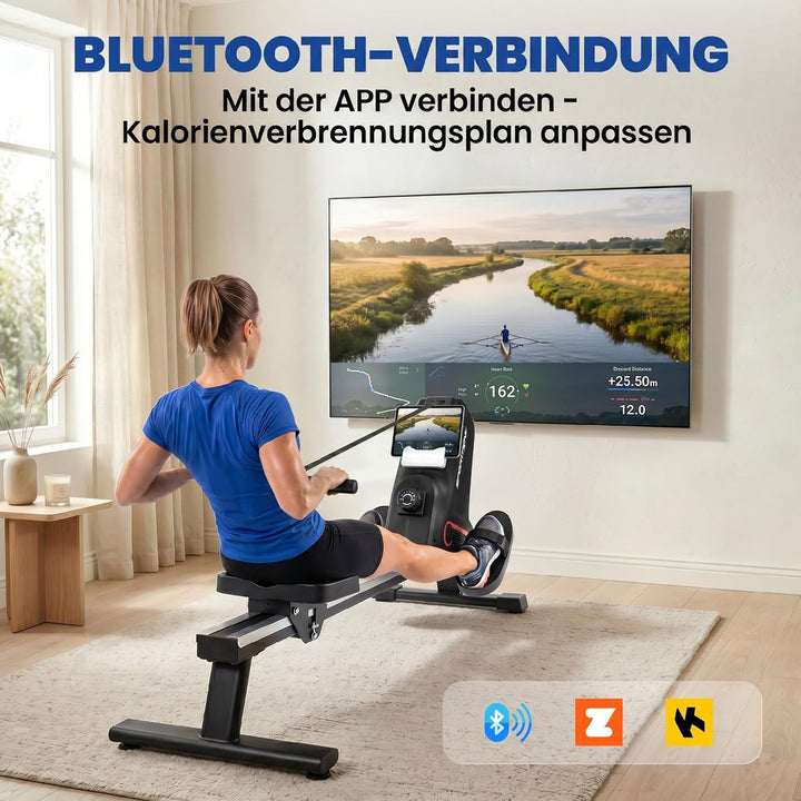 SPORTNOW Rudergerät für Zuhause Leises Magnetisches Rudergeräte mit 16 Widerstandsstufen Exklusiver