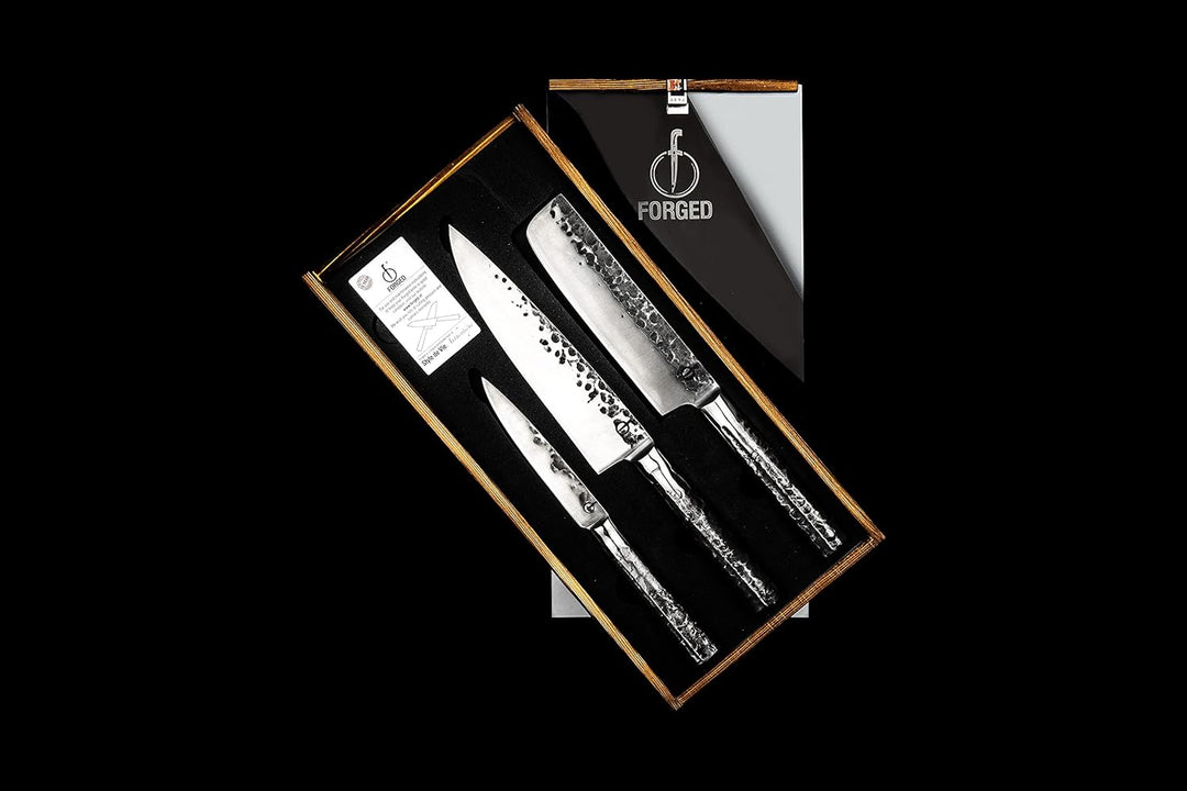 Forged Intense Messerset 3-teilig, handgefertigt, in Holzkiste