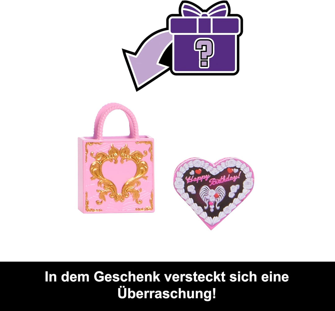 Monster High Scary Sweet Birthday-Puppe, Cupid Asteria im rosa und roten Partykleid mit themenbezoge