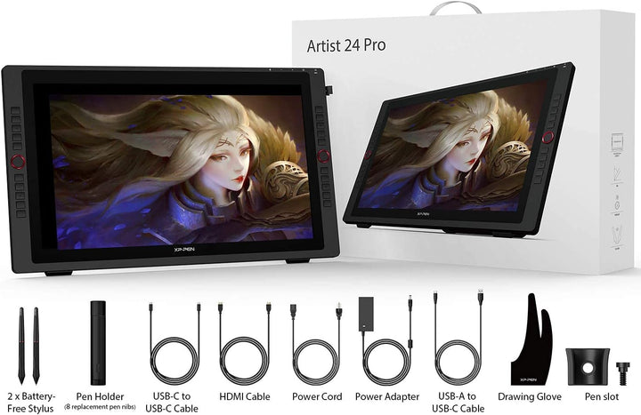 XP-PEN Artist 24 Pro Grafiktablett 2K QHD 23,8 Zoll Pen Display 90% Adobe RGB für digitale Bildbearb