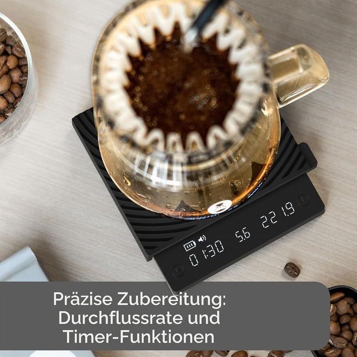 TIMEMORE Black Mirror Mini, digitale Kaffeewaage mit Timer, 2 kg/0,1 g, Durchflussrate-Funktion, kom