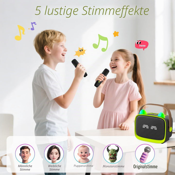 Karaoke Maschine mit 2 Karaoke Mikrofonen Kinder: Mini Karaoke Maschine Geschenk Mädchen mit Mikrofo