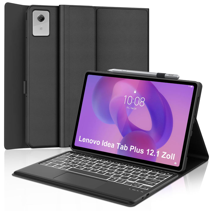 Hülle mit Tastatur für Lenovo Idea Tab Plus 12,1" 2025 con Touchpad, Bluetooth Abnehmbare Magnetisch
