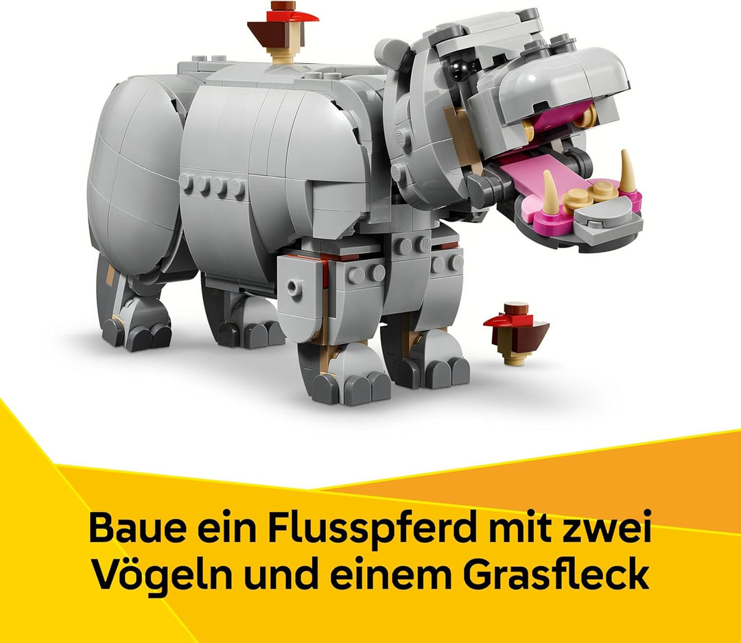 LEGO Creator 3in1 Wilde Tiere: Prächtiges Nashorn mit Vögeln - Kinder Spielzeug mit Tierfigur - Figu