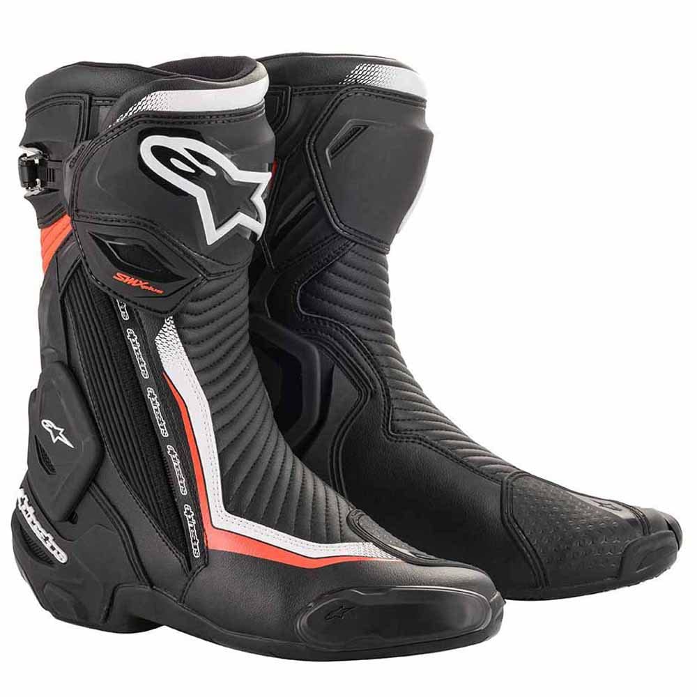 Alpinestars Herren Smx Plus V2 Boots Black/White/Fluo RedMotorcycle Clothing 46 EU Weiss, 46 EU Wei&