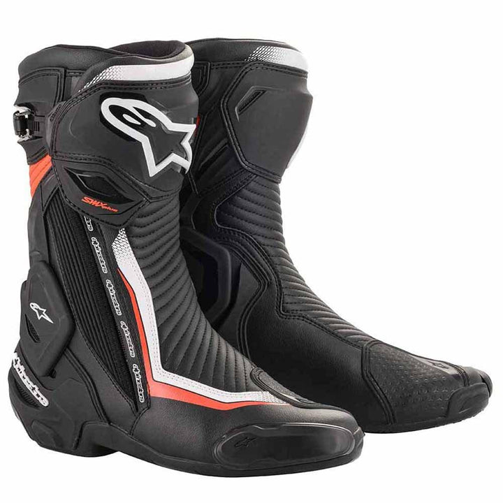 Alpinestars Herren Smx Plus V2 Boots Black/White/Fluo RedMotorcycle Clothing 46 EU Weiss, 46 EU Wei&