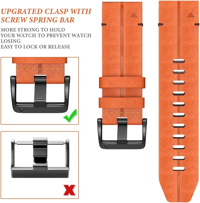 NotoCity Ersatz-Lederband Kompatibel mit Garmin Fenix 7X / Fenix 5X/5X Plus/Fenix 6X pro/Fenix 6X Sa