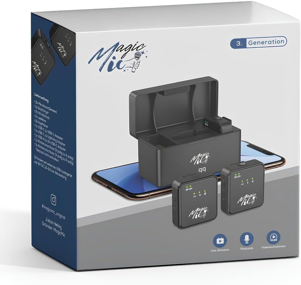 MagicMic™ 2in1 Mikrofon (3. Generation) Content Creation, Lavalier-Funkmikrofon mit Geräusch­unterdr