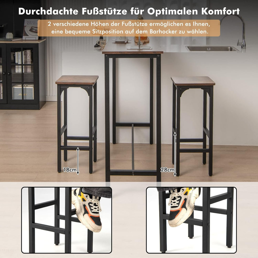 GOPLUS 2er Set Barhocker, Barstühle Vintage mit Metallrahmen, Küchenstühle Bistrohocker für Küche, B