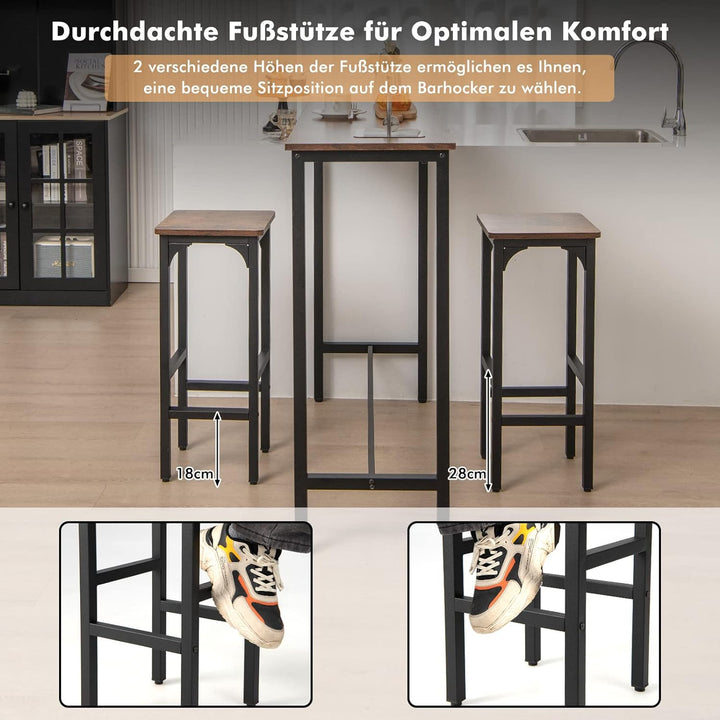 GOPLUS 2er Set Barhocker, Barstühle Vintage mit Metallrahmen, Küchenstühle Bistrohocker für Küche, B
