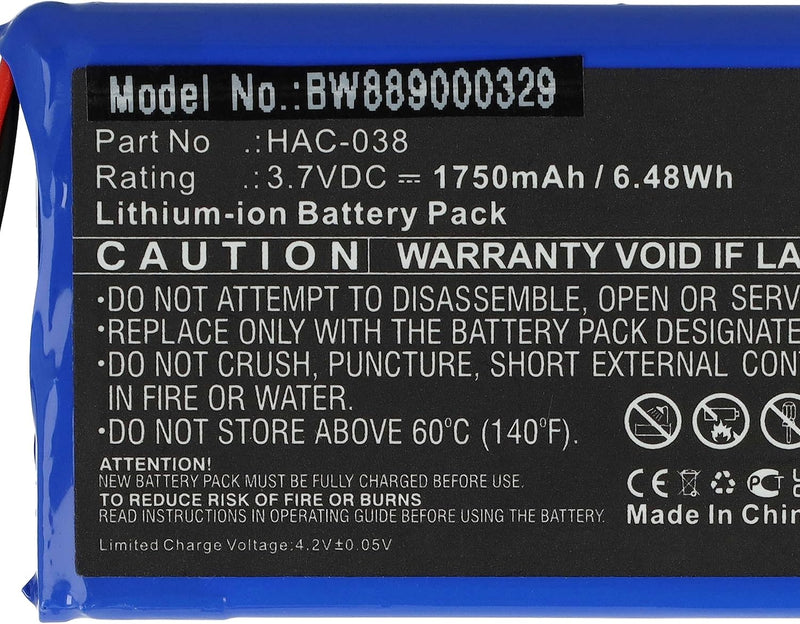 vhbw Akku Ersatz für Nintendo HAC-038 für Spielekonsole (1750 mAh, 3,7 V, Li-Ion)