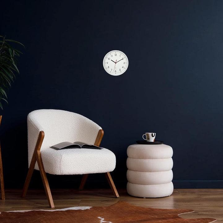 TFA Dostmann Analoge Funk-Wanduhr, 60.3550.02, höchste Genauigkeit, modern, analog, Glasabdeckung, f