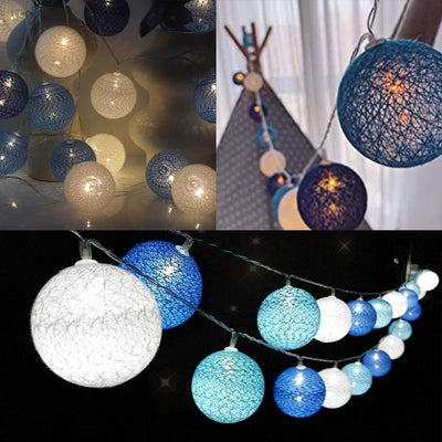 Ciskotu Baumwollkugeln Lichterkette Batteriebetrieben, 20 LED Dimmbar Cotton Ball Lichterkette mit F