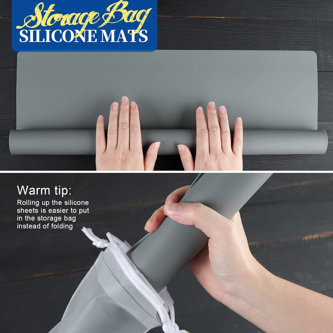 FANDAMEI 70x50 cm Grosse Silikonmatte mit Aufbewahrungsbeutel, Silikonfolie Bastelmatte Silikon Unte