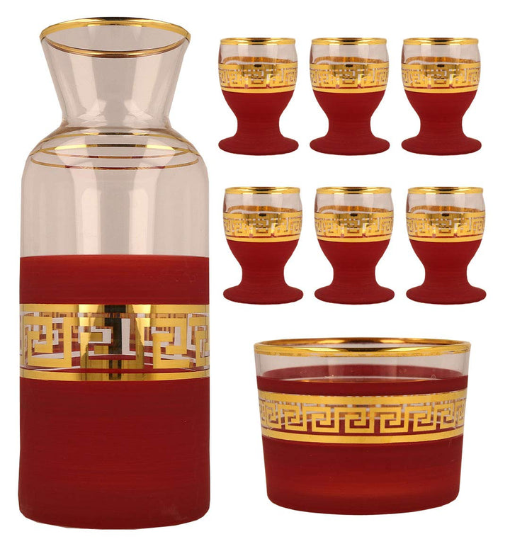 Ilm Verlag Zamzam Set aus Glas mit edlem Design (Bordeauxrot), Bordeauxrot