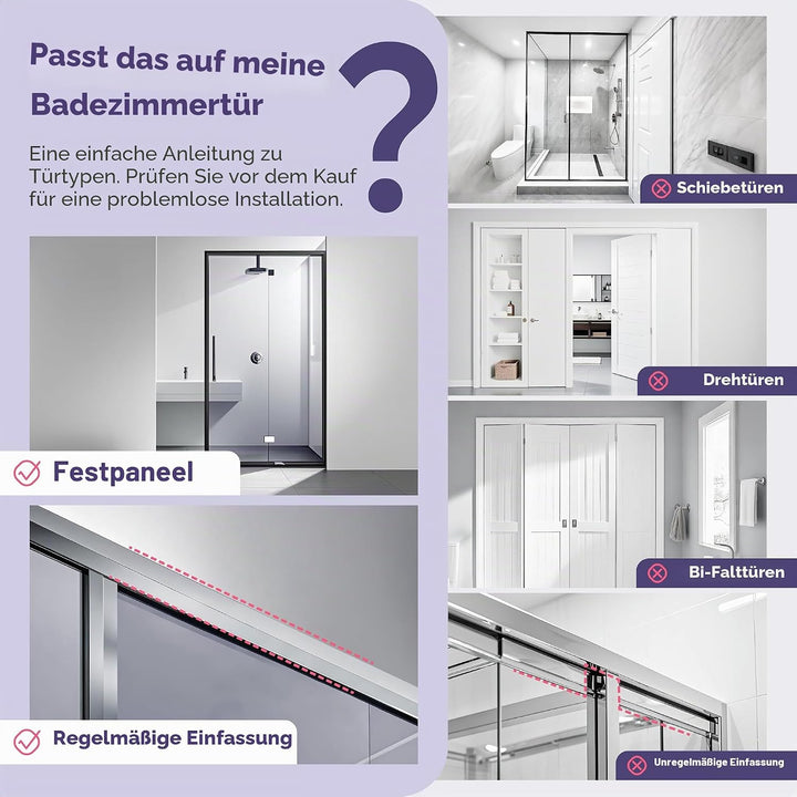 SWTYMIKI Duschablage Zum Hängen Verstellbar - Duschregal ohne Bohren für Glastür, Duschregal Aus Ede