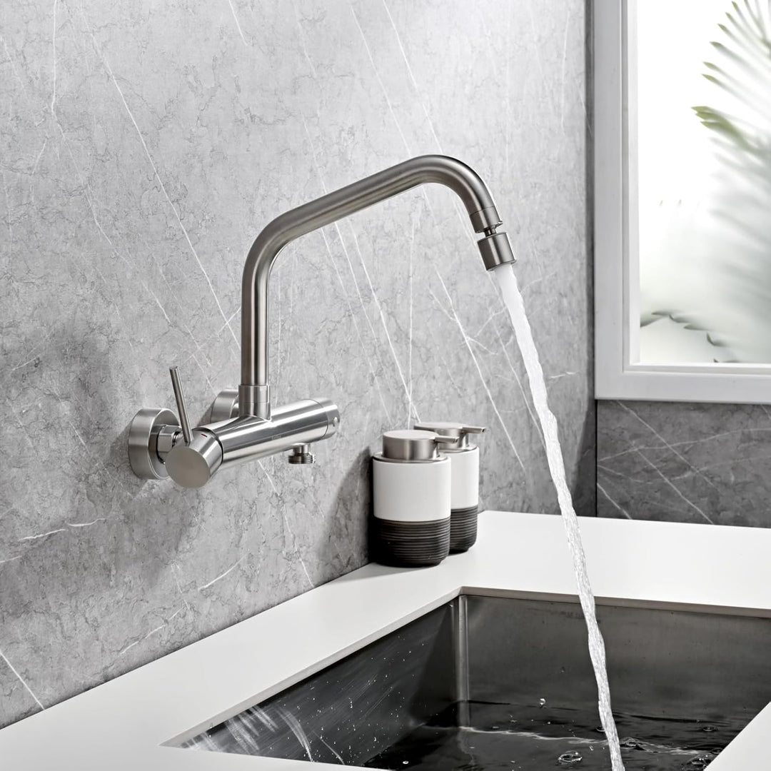 BuntHaus Wasserhahn Küche Wandmontage mit 3/4 zoll Anschluss für Geschirrspüler/Waschmaschine, Edels