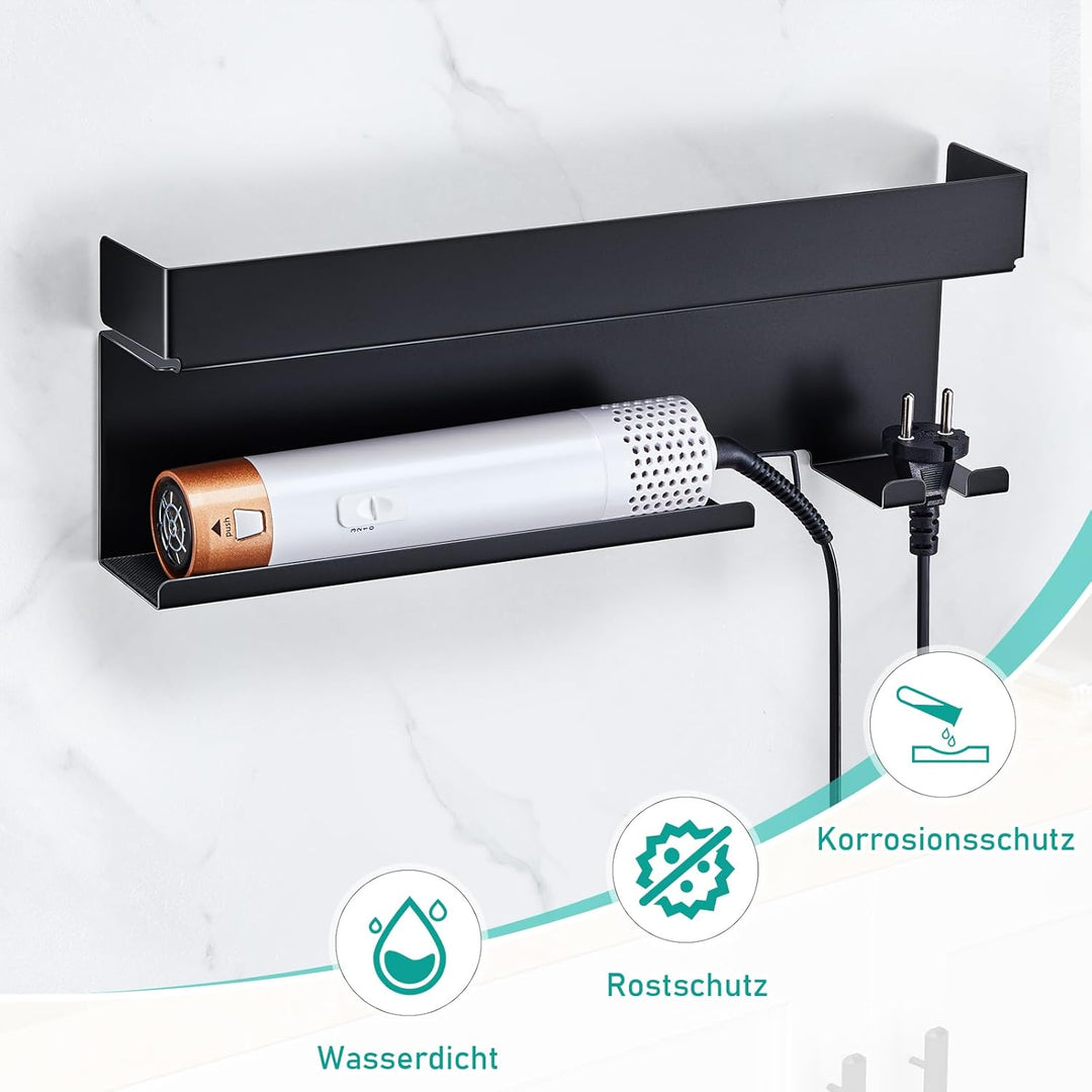 Föhnhalter Wand Ohne Bohren, Schwarz Lockenstab Styler Zubehör Wandhalterung, Metall Glätteisen Halt
