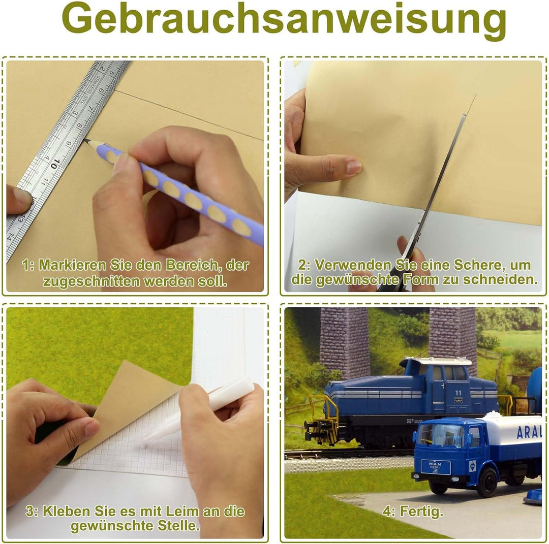 Evemodel 200*41 cm Modelleisenbahnrasen Rasenmatte Grasmatte Landschaftsbau Farblich Sortiert Wiesen