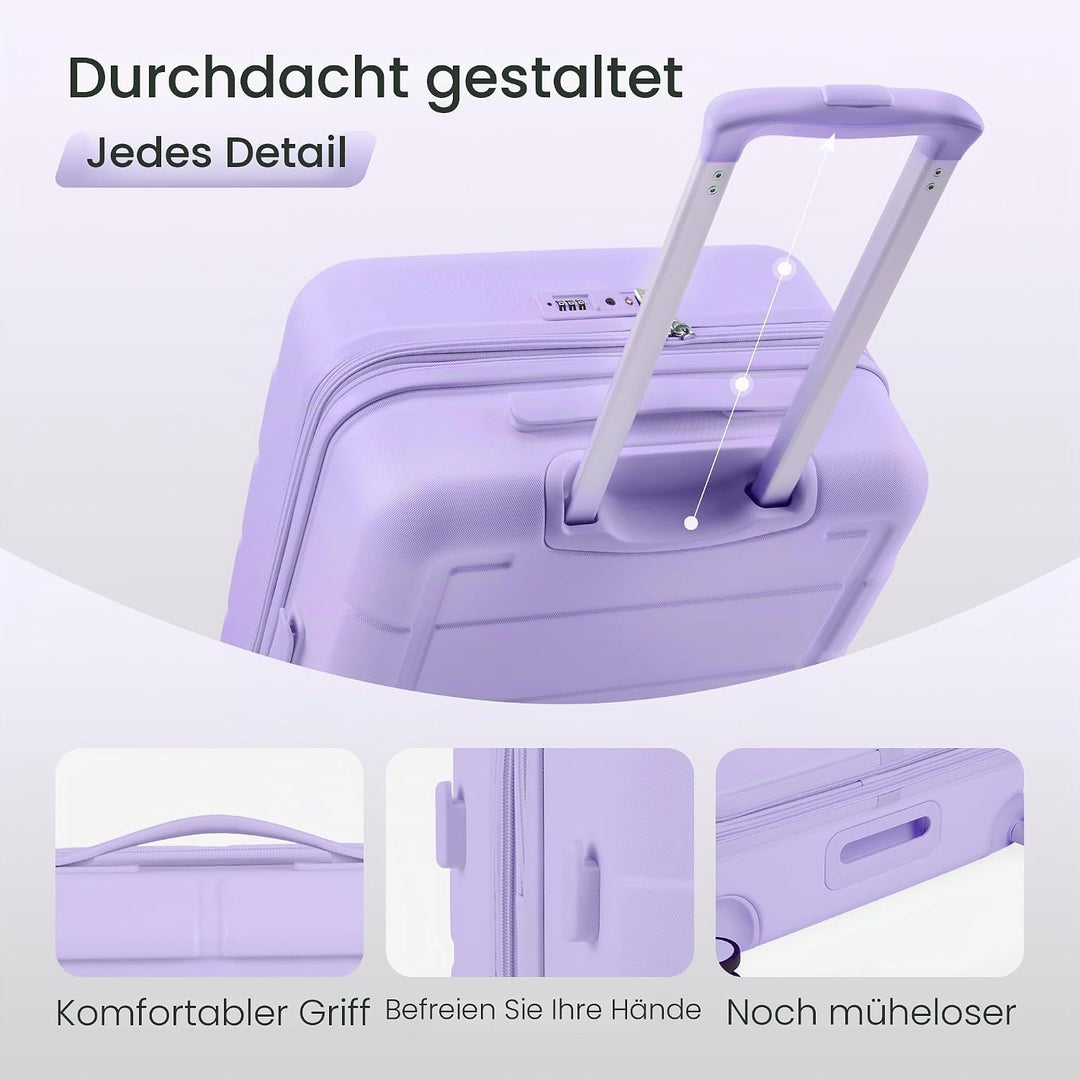SHOWKOO Kofferset 3 Teilig Hartschale Leicht PC+ABS Erweiterbar Reisekoffer Haltbar Trolley Handgepä