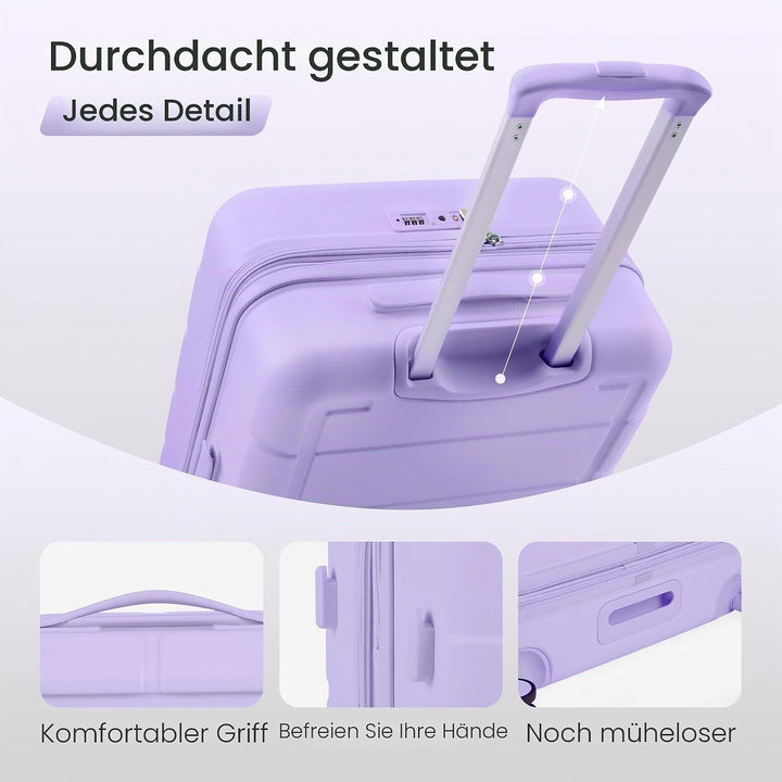 SHOWKOO Kofferset 3 Teilig Hartschale Leicht PC+ABS Erweiterbar Reisekoffer Haltbar Trolley Handgepä