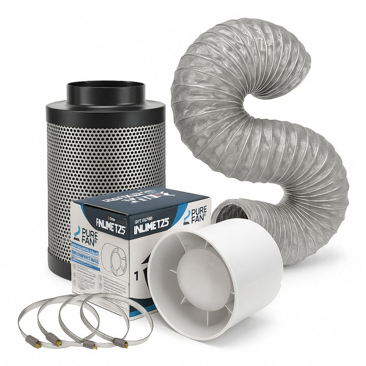 Weedness Grow Abluft Set Set ECO 107 m3/h 100 mm Flansch Belüftungsset - Grow Indoor Aktivkohlefilte
