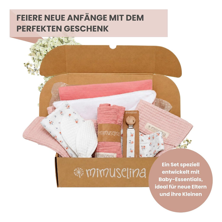 MIMUSELINA Pack Neugeborenen Geschenk | Baby Geschenk Mädchen oder Junge | Babygeschenke zur Geburt
