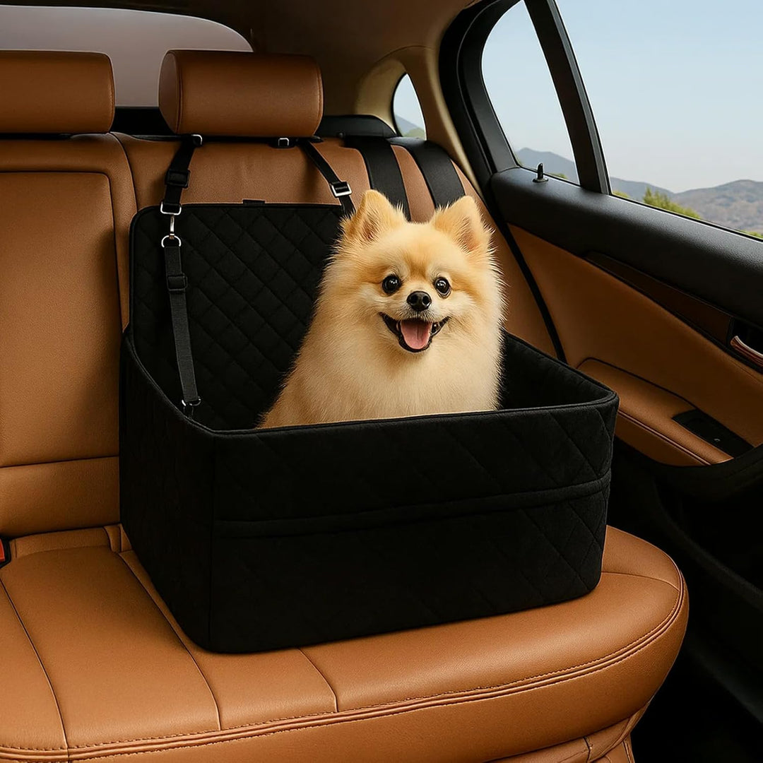 Hunde Autositz für kleine & mittelgrosse bis 25kg mit Sicherheitsleine & Aufbewahrungstaschen abnehm