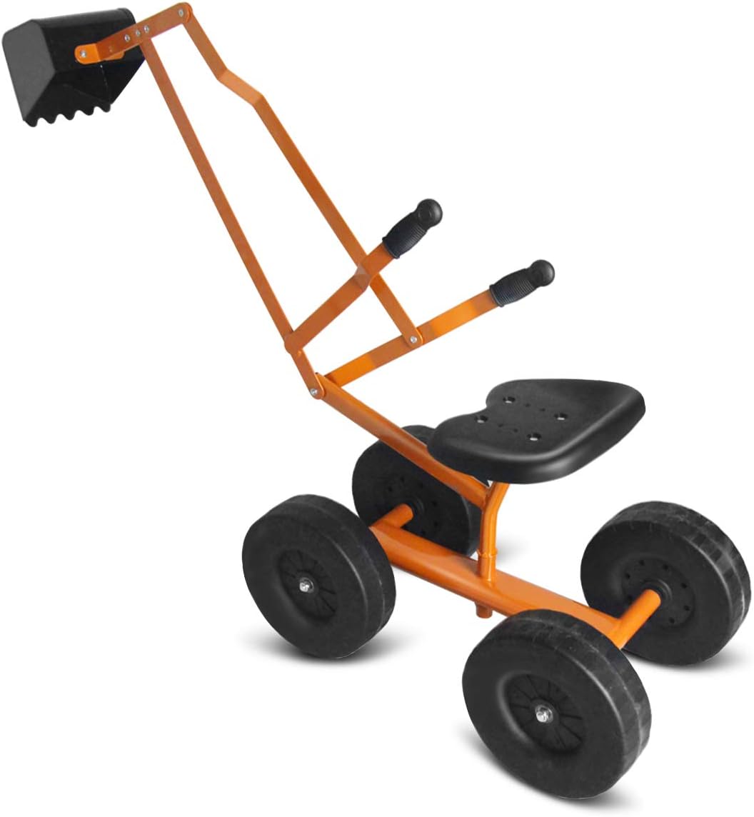 GOPLUS Kinder Sitzbagger, Sandbagger Aufsitzbagger mit 360°drehbarem Sitz & grosser Schaufel & Gummi