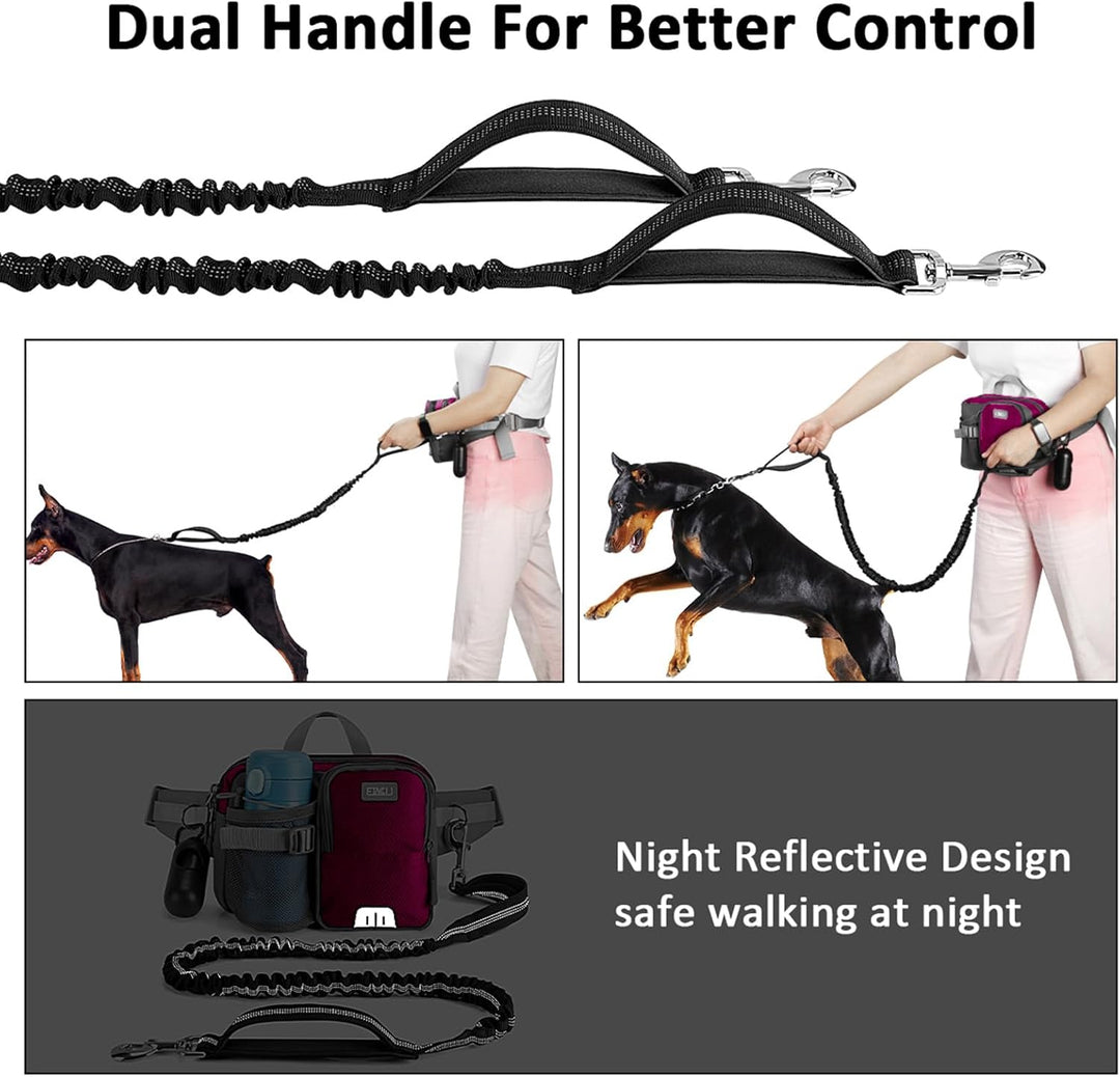 ETACCU Joggingleine Hunde mit Bauchgurt, Freihandleinen Jogging Hundeleine für grosse und mittelgros