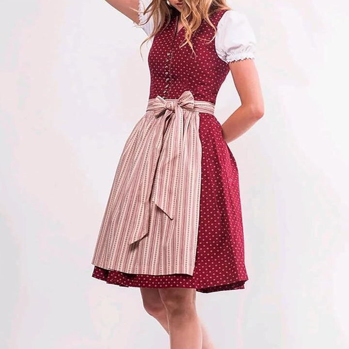 Generisch Damen Trachten Dirndl Kleid Midi Dirndl Set Midi Trachtenkleid Set Damen Dirndl Elegantes