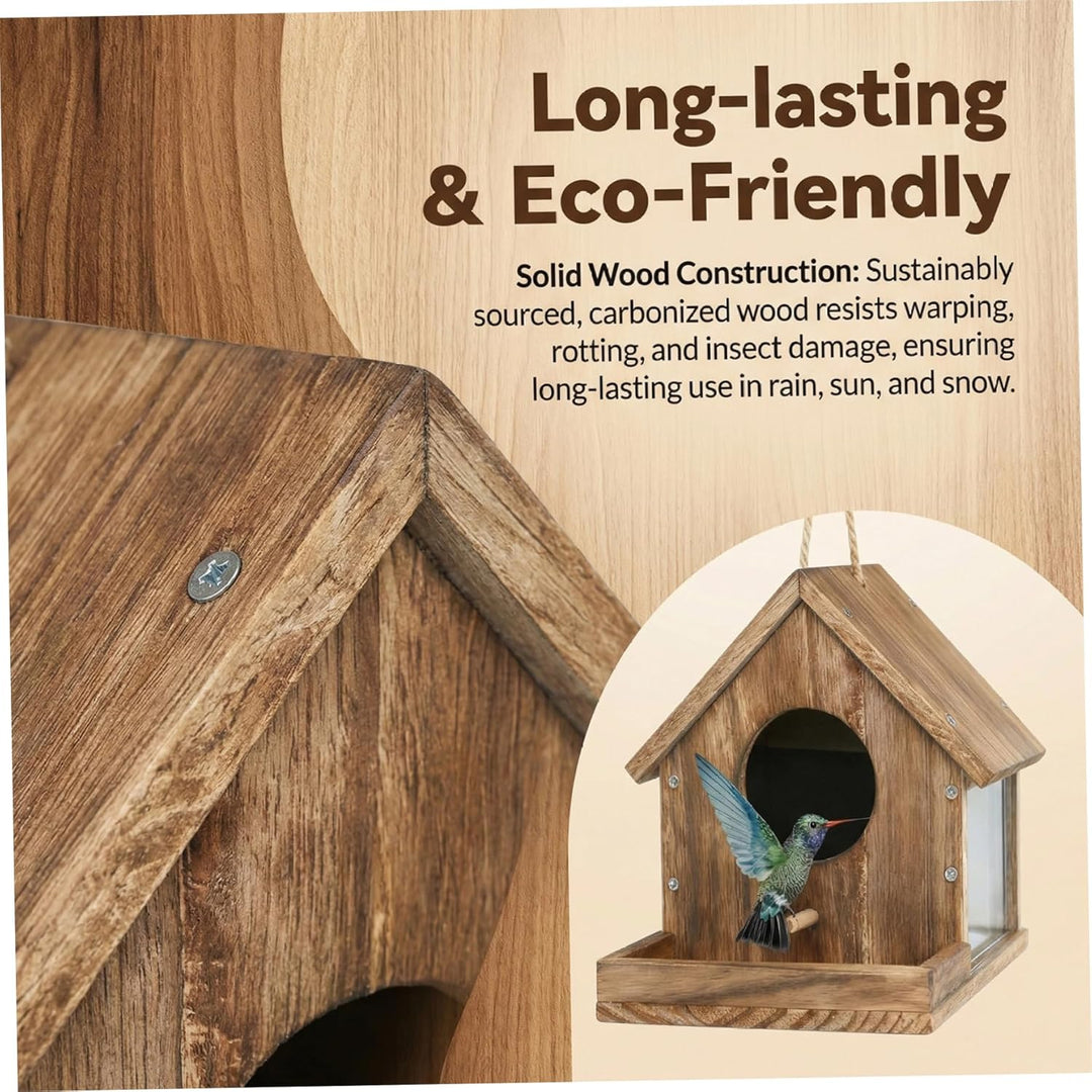 Eichhörnchen-Futterstation aus Holz, Eichhörnchen-Futterstation mit Sichtfenster, einfach zu montier