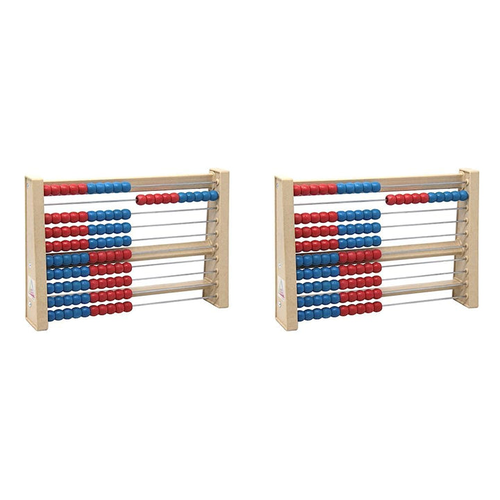 WISSNER® aktiv Lernen - 100 er Rechenrahmen, ab 3 bis 99 Jahre, rot/blau - RE-Wood® (Packung mit 2)