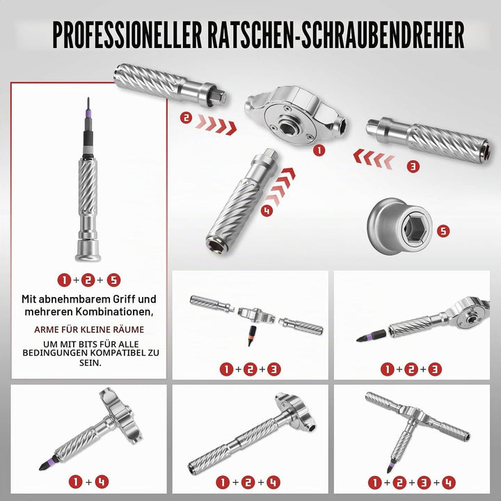 Ratschen Schraubendreher Set, 66 in 1 Magnetisch Schraubendreher Set, S2-Stahlbits, DIY-Kombinations