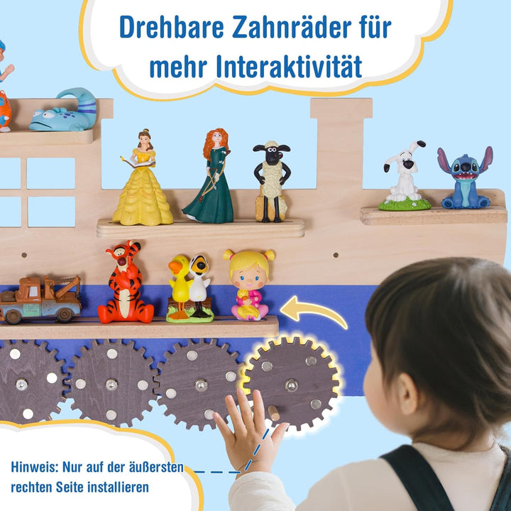 Todeco Tonie-Regal für Toniebox Hörfiguren, Magnetische Aufbewahrung für 10-15 Tonie, Wandregal Kind