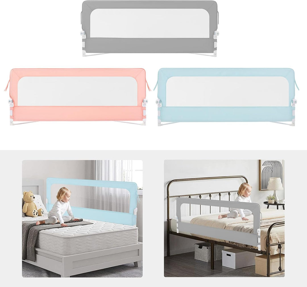 Bettgitter Prinzessin Rosa | 176x66-83 cm | Klappbar &amp; Höhenverstellbar | Ohne Bohren | Mit Atmungsa