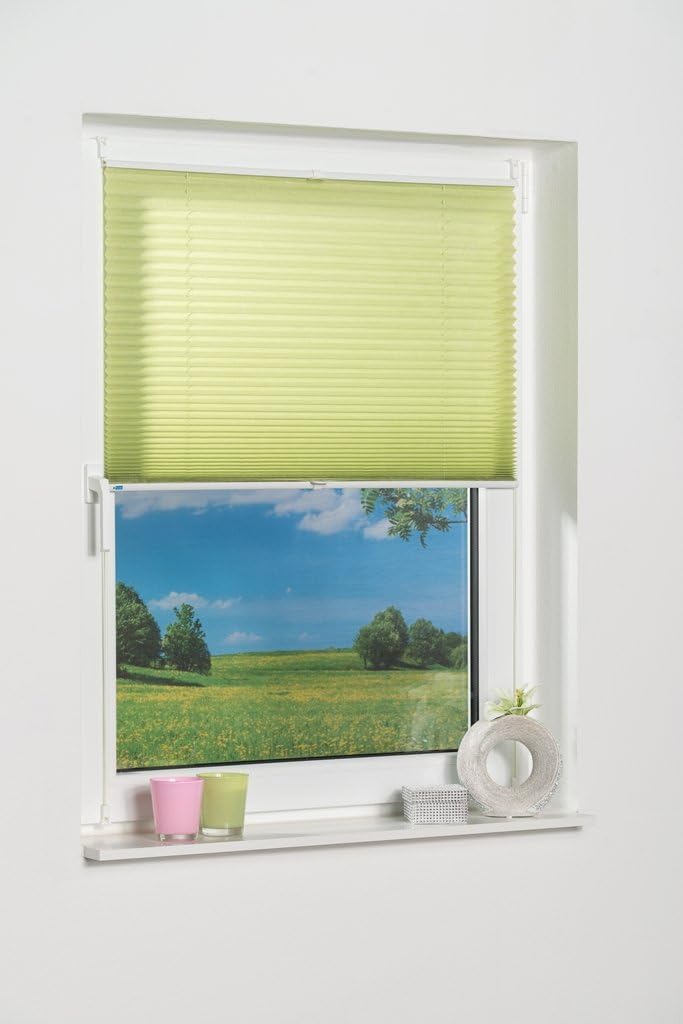 K-home Klemmfix-Plissee Grün 105 x 130 cm (B x L) Lichtschutz +++ Moderne Crushed Optik +++ 105 x 13