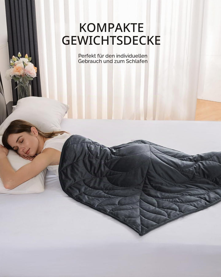 Sivio Gewichtsdecke 3,2kg Dunkelgrau 104x135cm | Kristallsamt, kuschelig &amp; tragbar, perfekt für Reis