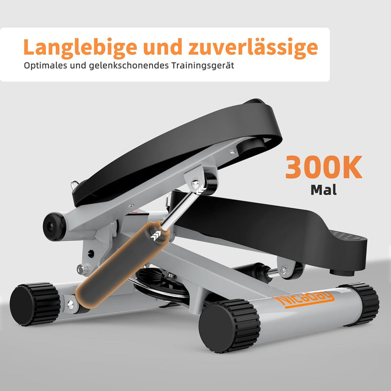 Niceday Mini Stepper für Zuhause | Up-Down Swing Stepper mit Power Ropes | Stepper Hometrainer mit L