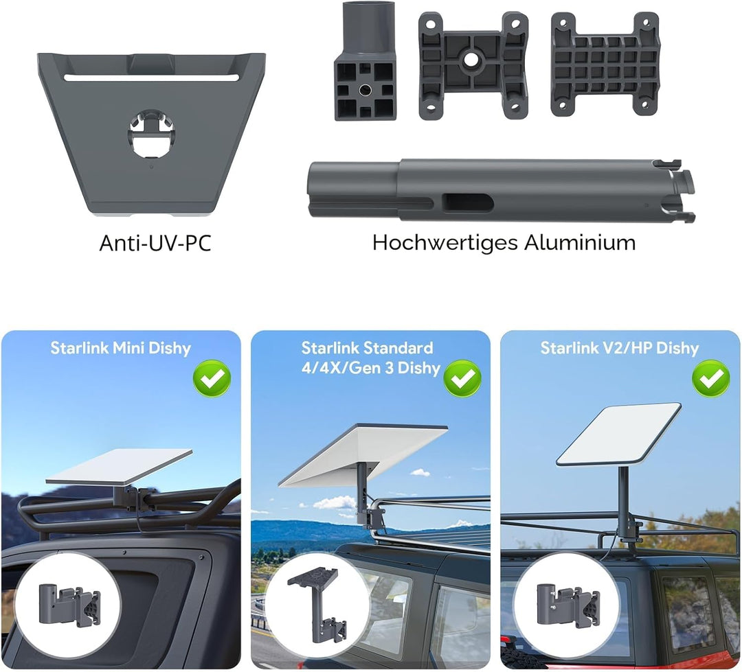 XLTTYWL Starlink Gen 3 Wohnmobil-Leiterhalterung, 360° Verstellbares Aluminiumlegierung Starlink V3