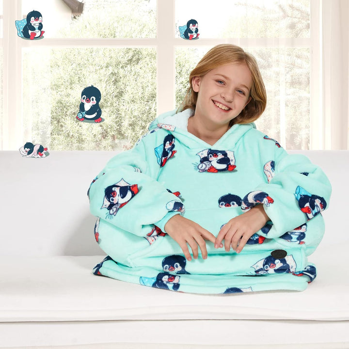 THREE POODLE Oversize Decken Pullover Kuschelpullover für Kinder, Warm und Weiches Futter, Übergross