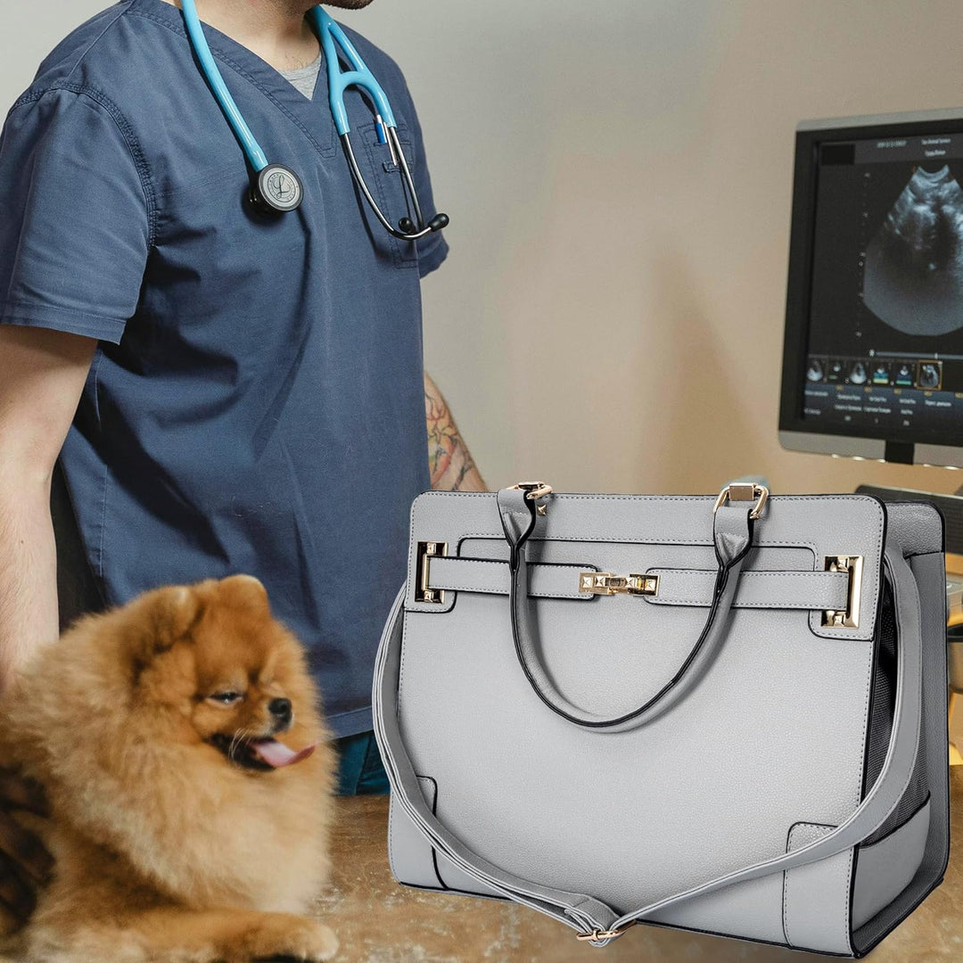 OUUTMEE Mode Haustiertragetasche für Hunde und Katzen, weiche Seiten, Lederhandtasche, Haustiertrage