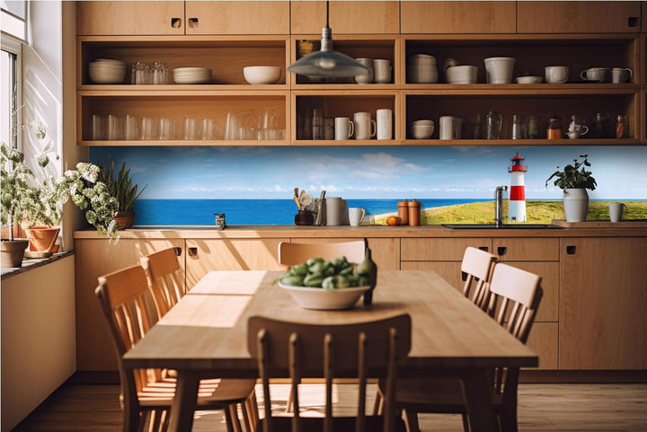 DIMEX Küchenrückwand Folie Selbstklebend Leuchtturm AM Strand 420 x 60 cm | Klebefolie - Dekofolie -