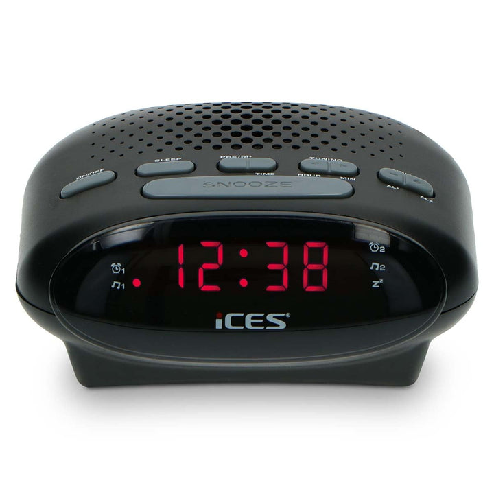 iCES ICR-210 Uhrenradio - Radiowecker mit 2 Weckzeiten - PLL FM - Schlummerfunktion - Sleeptimer - G