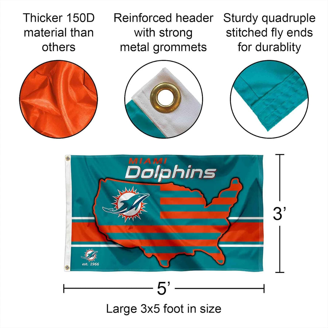 WinCraft Miami Dolphins Nation USA American Country 3x5 Flag