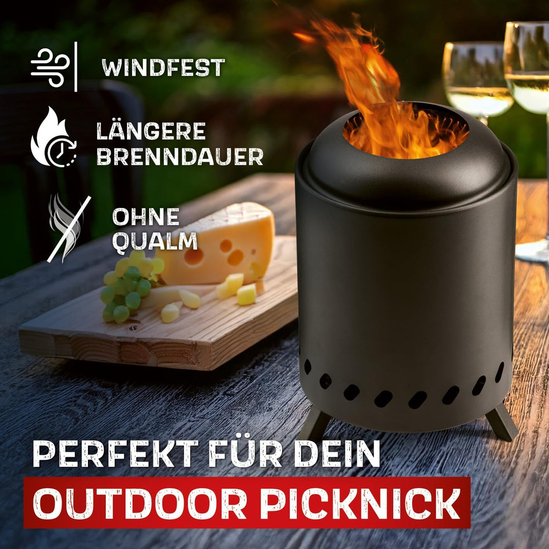 LANDMANN Feuerschale rauchfrei | Outdoor Feuerkorb | Feuertonne für Garten, Terrasse & Camping | kle