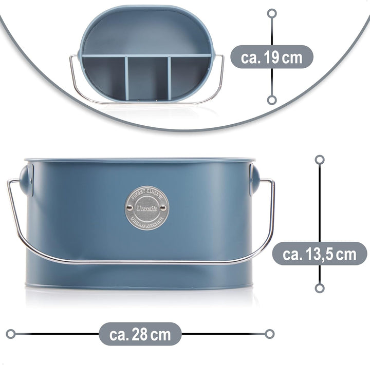 com-four® Besteckhalter aus Metall - Stiftehalter mit herausnehmbarer Trennwand - Metallkorb mit Tra